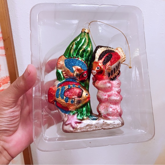 Coral Reef Tropical Fish Glass Christmas Ornament 5.5" - Picture 3 of 4